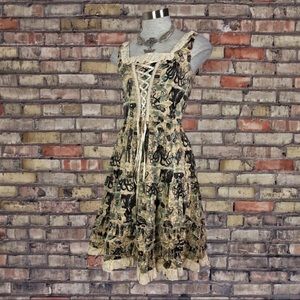 Spin Doctor by Hell Bunny Steampunk Georgie Beige Skull Dress S